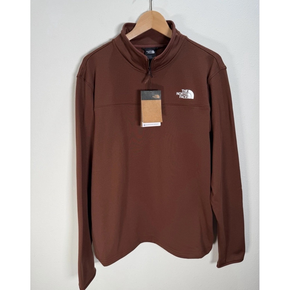 NWT The North Face Jacket Mens Sz L Cedar Trail Grid Fleece 1/4 Zip Ember Soil